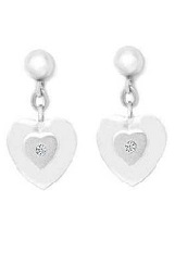 gorgeous teeny dangling heart toddler baby silver earrings